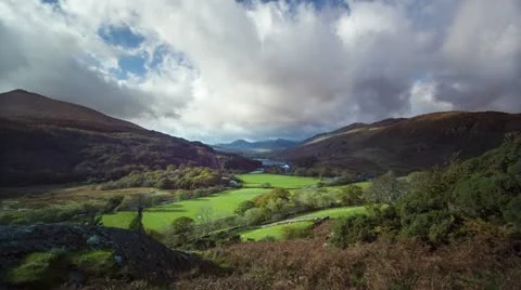 Timelapse of welsh valley in the fall, Autumn, Wales Stock Footage