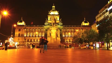 Timelapse of the Wenceslas square in Prague Stock Footage 47140205