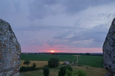 Timelapse: West of the river Creuse from Château du Soudun Stock Footage 203971837