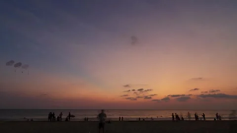 Timelapse while people relaxing on the while sand beach during Summer Vacat.. Stock Footage 311010273