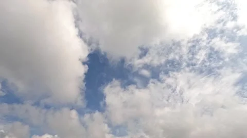 Timelapse of white and gray clouds in the blue sky during the summer day Stock Footage 319927990