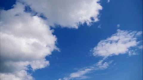 Timelapse. White clouds float across a blue sky. Stock Footage 96214716