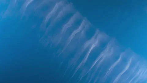 A timelapse of white clouds moving in a bizarre shape in the blue sky Video stock 178487885