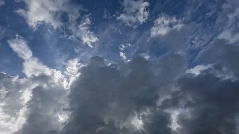 Timelapse of white clouds moving in the blue sky over tea plantations Stock Footage 307416777