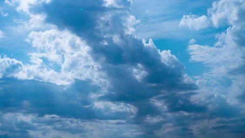 Timelapse White Fluffy Olakas Float Through the Blue Sky on a Sunny Day Stock Footage 178659318