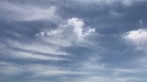 Timelapse, white light clouds in the blue sky go in different directions Stock Footage 278306960