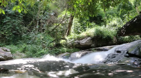Timelapse White streams flowing from the waterfall Stock Footage 68669374