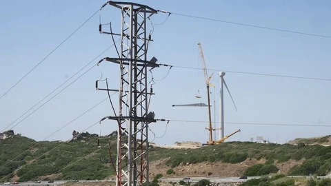 Timelapse Wind turbine construction Stock Footage 94428685
