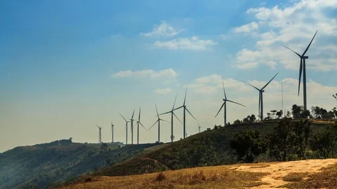 Timelapse Wind turbine field Stock Footage 89204220