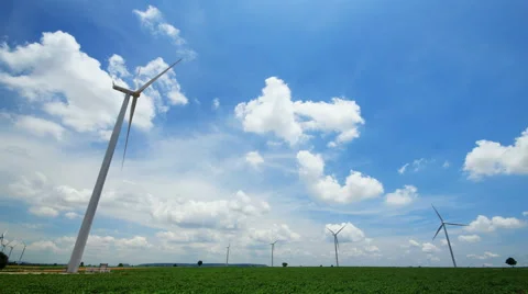 Timelapse wind turbines generating electricity Stock Footage 39993558