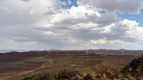 Timelapse of wind turbines in an open field Stock Footage 101655608