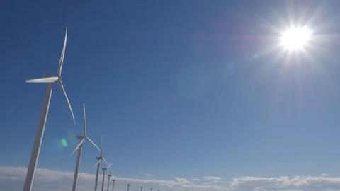 Timelapse Of Windmill Farm And Sun Stock Footage 95816367