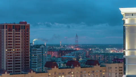 Timelapse from the window on the night city Stock Footage 146803298