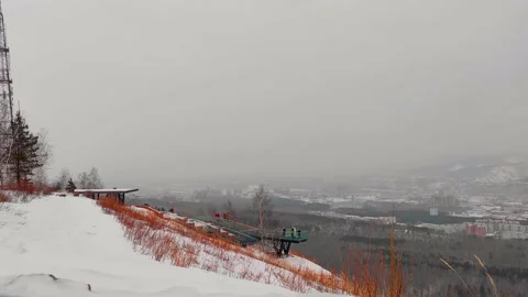 Timelapse of the winter city. View from the mountain Stock-Footage 219214354