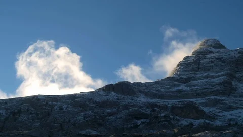 Timelapse of winter clouds in high snowy mountains 스톡 동영상 70831975