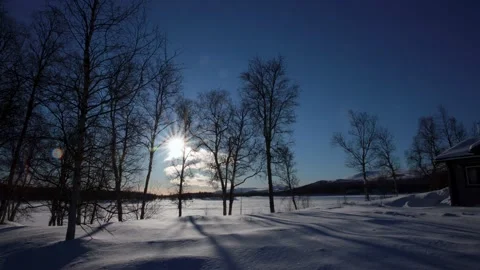 Timelapse of a winter landscape 4K Stock Footage 232293607