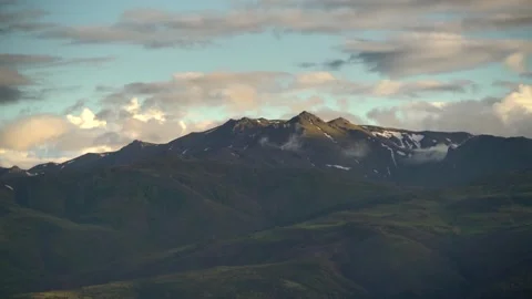 Timelapse winter mountains Ural Mountains snowy peaks fast moving cold weather Stock Footage 339566039