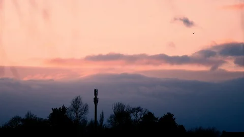 Timelapse of Winter sunset, pink sky. 스톡 동영상 125052627
