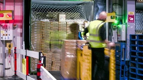Timelapse of Workers inside a Packaging Factory Видео 131963470