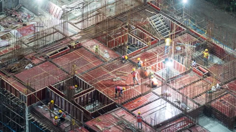 Timelapse - Workers working on a construction 4K30 Stock Footage 268056945