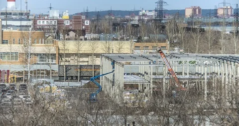 Timelapse of a working automobile crane Stock-Footage 129569708