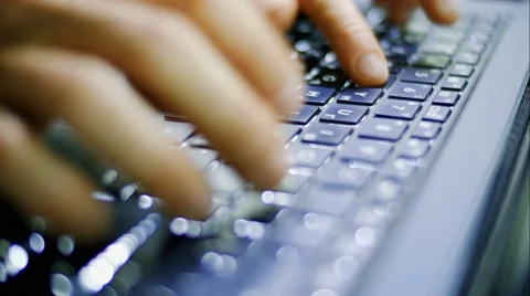 Timelapse of working with a computer, Typing on keyboard, fast motion Stock Footage 64217545