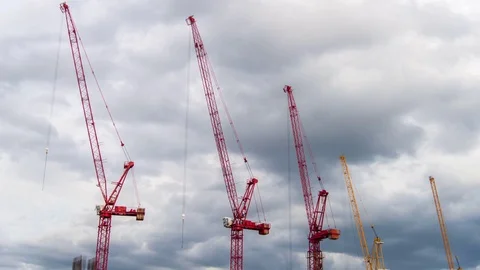 Timelapse of working cranes in bangkok Stock Footage 74253629