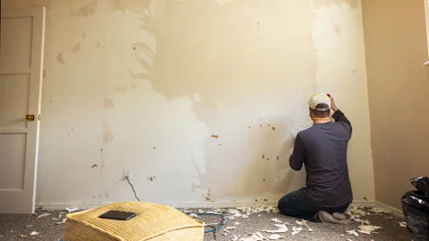 Timelapse of working removing wallpaper Vídeo Stock 276694005