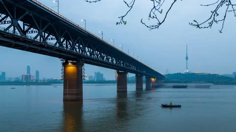 Timelapse of Wuhan city .Panoramic skyline and buildings Stock Footage 130305142