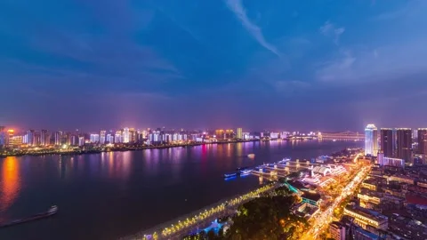 Timelapse of Wuhan city .Panoramic skyline and buildings Stock Footage 130306271