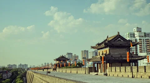 Timelapse of Xi'an city wall, Shaanxi, China Stock Footage 36429109