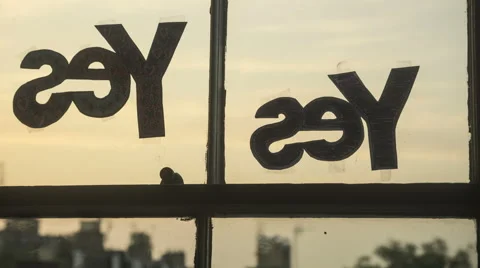 Timelapse of 'Yes' signs in a window Stock Footage 41837272