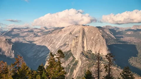 Timelapse Yosemite Half Done Clouds before Sunset, 4K Stock Footage 154276857