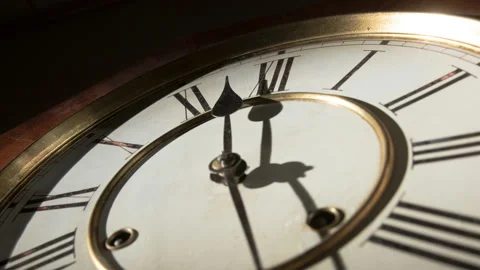 TIMELAPSE, ZOOM IN, an old clock over 55 minutes. Classic, Roman numerals Stock Footage 145750645