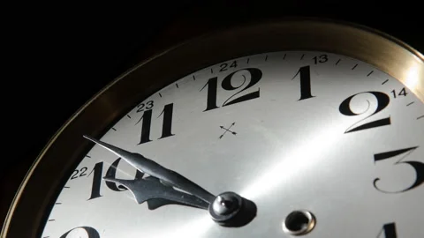 TIMELAPSE, ZOOM IN, an old wind up clock over 3.5 hours Stock Footage 145750746