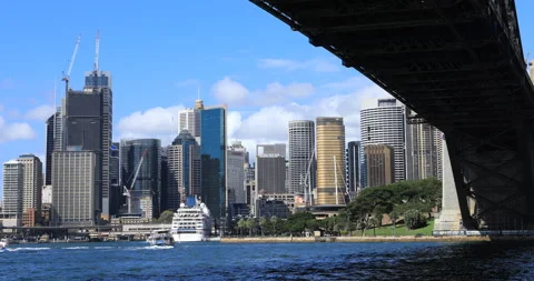 Timelapse zoom under Harbour Bridge at Sydney, Australia skyline, exclusive 4 Stock Footage 170506722