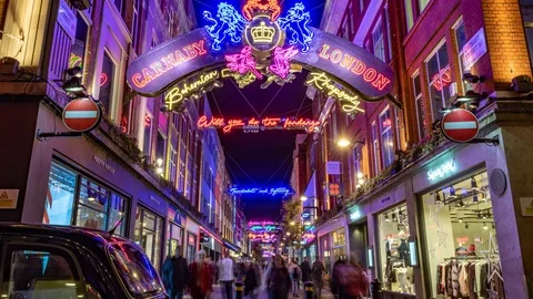 Timelapse zoom in view of Carnaby street in London Stock Footage 101641705