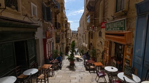 Timelapse zoom in view of a typical lane in Valletta (Malta) with stairs Stock Footage 108086166