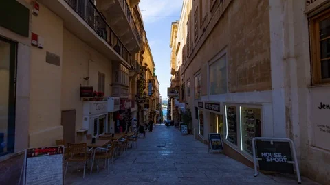 Timelapse zoom in view of a typical lane in Valletta (Malta) Stock Footage 108086504