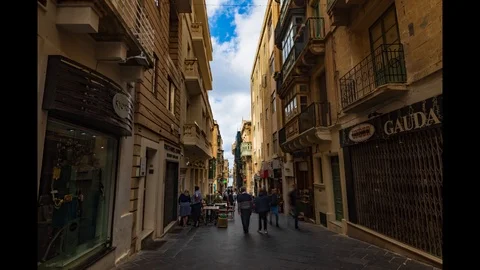 Timelapse zoom in view of a typical small lane in Valletta (Malta) Stock Footage 107518459