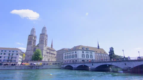 Timelapse Zurich Limat River Munster Brucke Stock-Footage 24290160