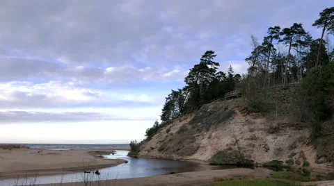 Timelapsed cloudy seascape Stock Footage 49446566