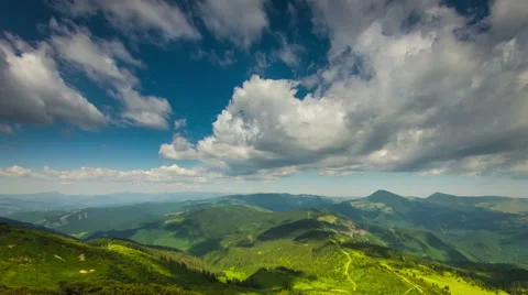 Timelapsed scenery with mountain peaks cloudy sky Stock Footage 52691734