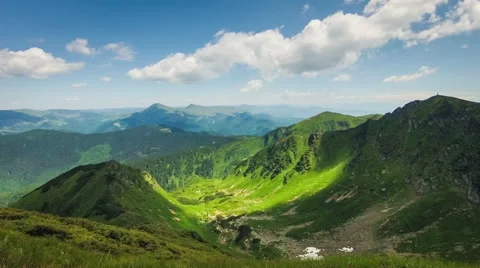 Timelapsed scenery with mountain peaks cloudy sky Stock Footage 52692128