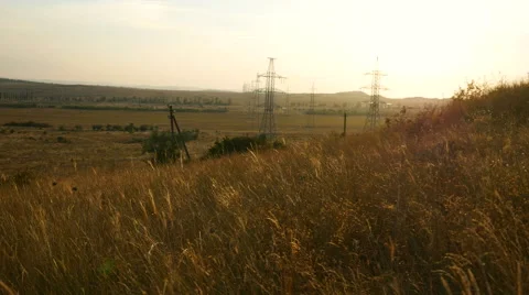 Timelapseelectrical Pylon and High Voltage Power Lines Near Transformation Stock Footage 67812978