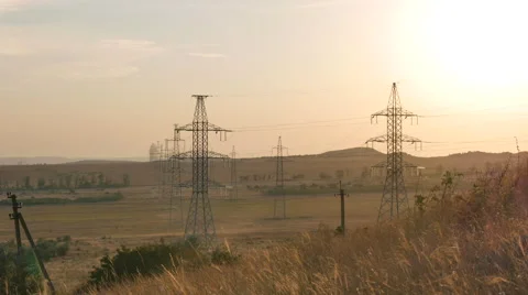 Timelapseelectrical Pylon and High Voltage Power Lines Near Transformation Stock Footage 67813472