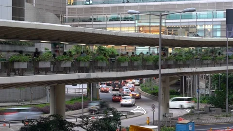 Timelapse/Hyperlapse of Busy Traffic in Hong Kong Stockbeeldmateriaal 124988331