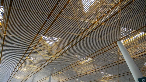 Timelapse,Interior View of Beijing Capital Int'l Airport Terminal,China Stock Footage 117915318