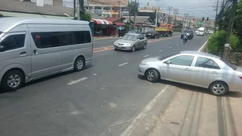 Timelapse.POV.  Streets of Phuket from a bus window. Stock Footage 73798164