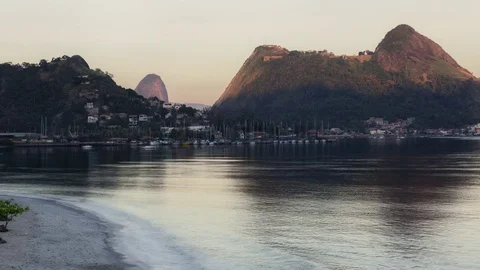 Timelapse,Shadows at Jurujuba Brazil Stock Footage 79502283